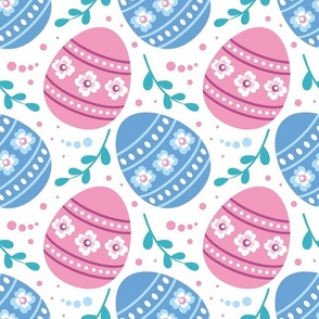 Large Scale Pastel Floral Easter Eggs Pink Blue