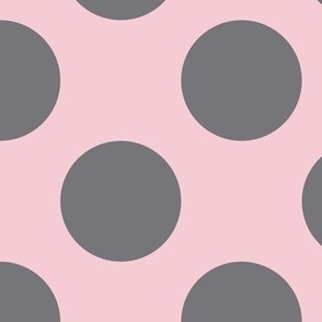 Large Polka Dot Pattern - Pink Blush and Mouse Grey