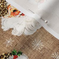 Leopard Retro Santa Burlap - medium scale