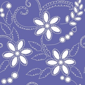 Bigger Scale Very Peri Pantone Color of the Year COTY 2022 Periwinkle Lavender Purple and White Floral