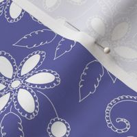 Smaller Scale Very Peri Pantone Color of the Year COTY 2022 Periwinkle Lavender Purple and White Floral
