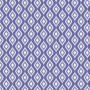 Smaller Scale Very Peri Pantone Color of the Year COTY 2022 Periwinkle Lavender Purple and White Ikat Ogee