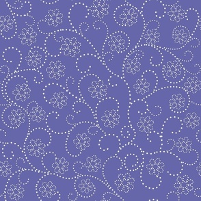 Bigger Scale Very Peri Pantone Color of the Year COTY 2022 Periwinkle Lavender Purple and White Ditsy Floral