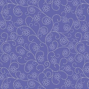 Smaller Scale Very Peri Pantone Color of the Year COTY 2022 Periwinkle Lavender Purple and White Ditsy Floral
