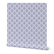 Smaller Scale Very Peri Pantone Color of the Year COTY 2022 Periwinkle Lavender Purple and White Damask Floral