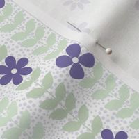 Small Scale Very Peri Scandi Flower Vines Pantone Color of the Year COTY 2022 Periwinkle Lavender Purple and Green