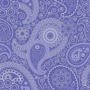Bigger Scale Very Peri Paisley Pantone Color of the Year COTY 2022 Periwinkle Lavender Purple and White