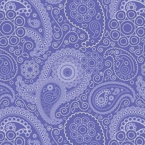 Smaller Scale Very Peri Paisley Pantone Color of the Year COTY 2022 Periwinkle Lavender Purple and White