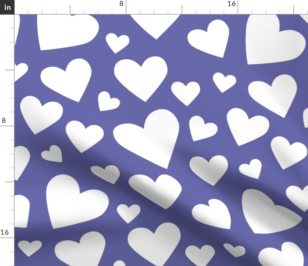 Large Scale Very Peri Pantone Color of the Year COTY 2022 with White Valentine Hearts