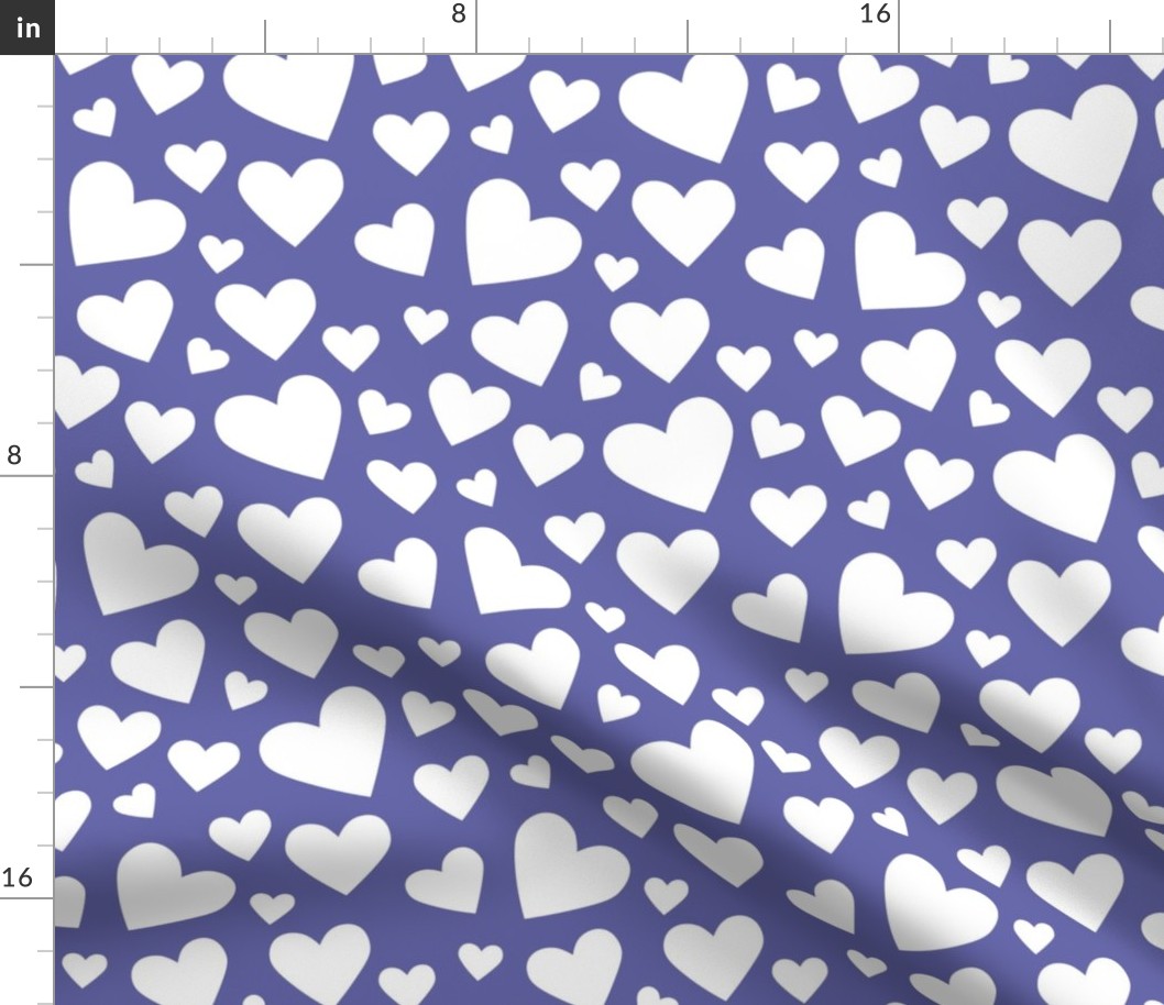 Medium Scale Very Peri Pantone Color of the Year COTY 2022 with White Valentine Hearts