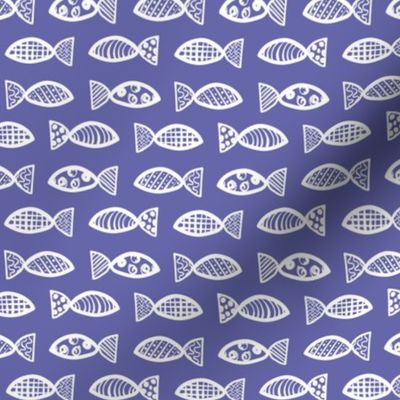Smaller Scale Very Peri Pantone Color of the Year COTY 2022 Doodle Fish
