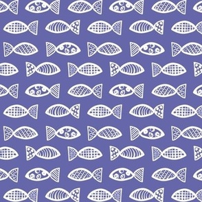 Smaller Scale Very Peri Pantone Color of the Year COTY 2022 Doodle Fish