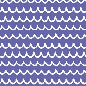 Smaller Scale Very Peri Pantone Color of the Year COTY 2022 Doodle Fish Waves