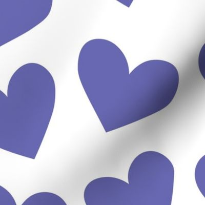 Large Scale Very Peri Valentine Hearts Pantone Color of the Year COTY 2022 Lavender Purple on White