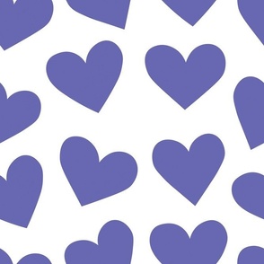 Large Scale Very Peri Valentine Hearts Pantone Color of the Year COTY 2022 Lavender Purple on White