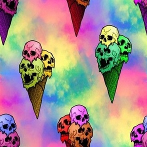 Rainbow skull ice cream