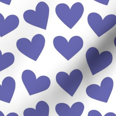 Medium Scale Very Peri Valentine Hearts Pantone Color of the Year COTY 2022 Lavender Purple on White