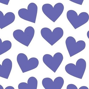 Medium Scale Very Peri Valentine Hearts Pantone Color of the Year COTY 2022 Lavender Purple on White