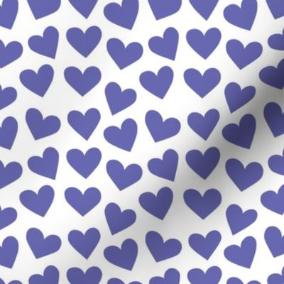Small Scale Very Peri Valentine Hearts Pantone Color of the Year COTY 2022 Lavender Purple on White