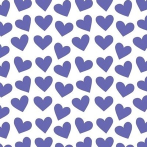 Small Scale Very Peri Valentine Hearts Pantone Color of the Year COTY 2022 Lavender Purple on White