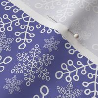 Smaller Scale Very Peri Pantone Color of the Year COTY 2022 Lavender Periwinkle Purple White Snowflakes