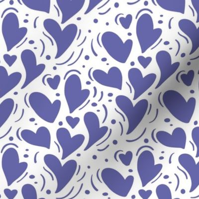 Bigger Scale Very Peri Dainty Hearts Pantone Color of the Year COTY 2022 Periwinkle Lavender Purple and White