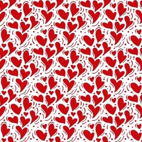 Small Scale Poppy Red Dainty Valentine Hearts on White