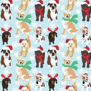 Christmas dogs  small print Dog Fabric Santa hat