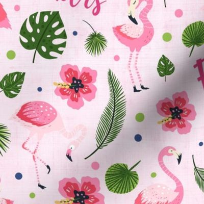 Large Scale Flocking Mother Flockers Tropical Pink Hibiscus Flowers Sarcastic Funny Flamingos