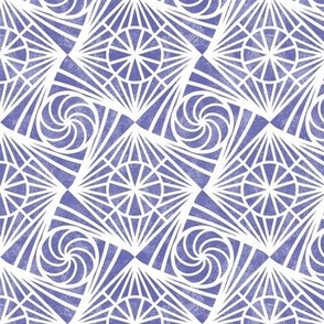 Medium Scale Very Peri 3D Geometric Swirls Pantone COTY Color of the Year 2022 Periwinkle Lavender Purple on White