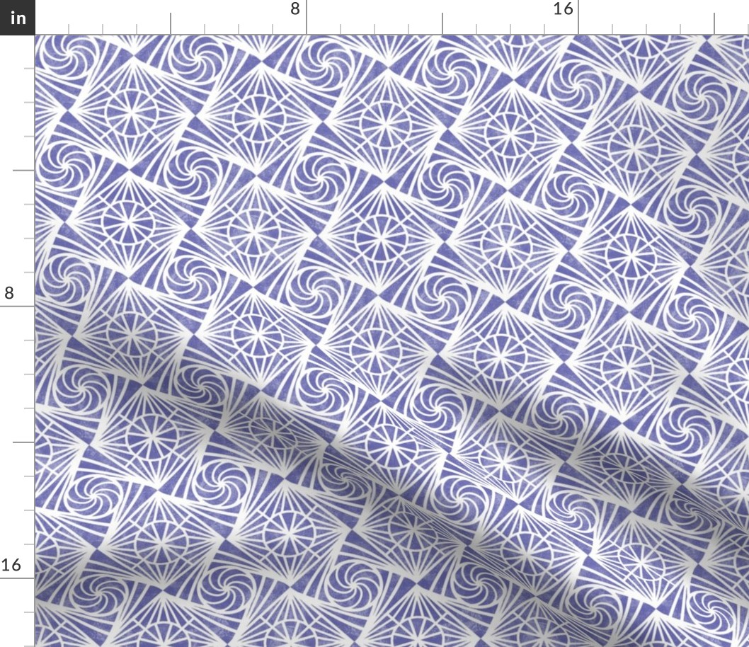 Medium Scale Very Peri 3D Geometric Swirls Pantone COTY Color of the Year 2022 Periwinkle Lavender Purple on White