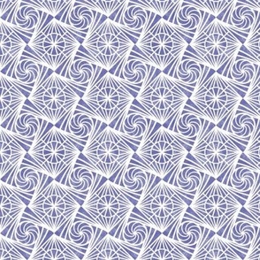 Small Scale Very Peri 3D Geometric Swirls Pantone COTY Color of the Year 2022 Periwinkle Lavender Purple on White