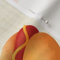 Large Scale Junk Food Hot Dogs Mustard Ketchup on Tan
