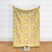 Large Scale Rise and Shine Chicken Floral Pink Orange Yellow Sunshine and Flowers