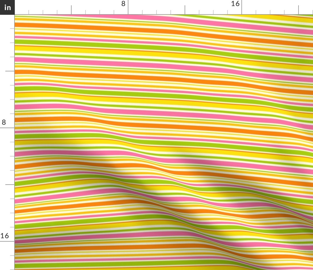 Small Scale Rise and Shine Spring Candy Stripes Pink Orange Yellow Green