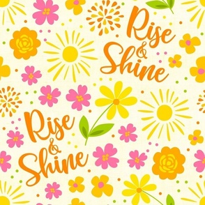 Large Scale Rise and Shine Spring Yellow Pink Flowers Orange Green Easter Floral
