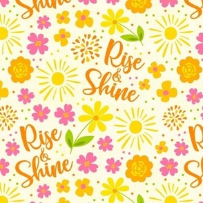 Medium Scale Rise and Shine Spring Yellow Pink Flowers Orange Green Easter Floral