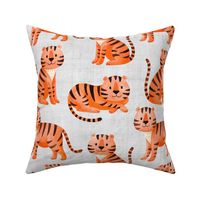 Large Scale Orange Wild Tigers on Soft Grey