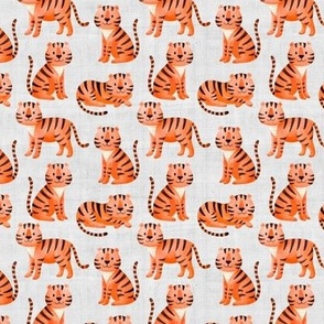 Small Scale Orange Wild Tigers on Soft Grey
