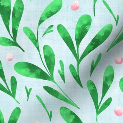 Large Scale Green Watercolor Spring Easter Stems Coordinate
