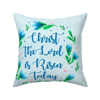 18x18 Square Panel Christ the Lord is Risen Today Blue Spring Easter Flowers Pillow or Cushion 