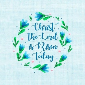 Swatch 8x8 Square Christ the Lord is Risen Today Hymn Blue Easter Floral Fits 6" Embroidery Hoop for Wall Art or Quilt Square