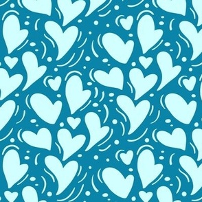 Bigger Scale Dainty Valentine Hearts in Turquoise and Aqua Blue