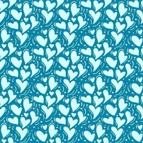Smaller Scale Dainty Valentine Hearts in Turquoise and Aqua Blue