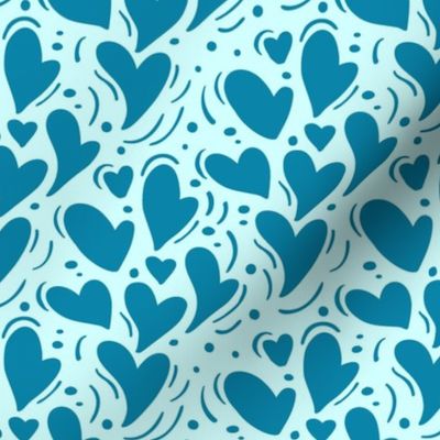 Bigger Scale Dainty Valentine Hearts in Turquoise and Aqua Blue