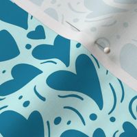 Bigger Scale Dainty Valentine Hearts in Turquoise and Aqua Blue