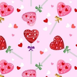 Medium Scale Valentine Candy Heart Lollipop Pops Red and Pink
