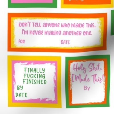 Funny Snarky Maker Sew On Labels for Handmade Gifts Quilts Sarcastic Sweary Sayings Fat Quarter Size Cut and Sew Patches