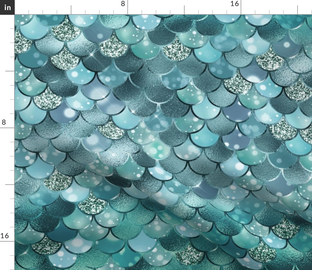 Bigger Scale Mermaid Tail Fish Scales in Turquoise Blue