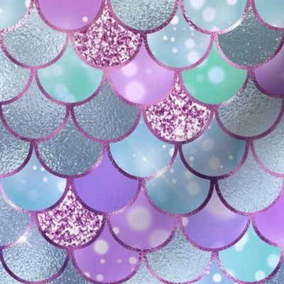 Bigger Scale Mermaid Tail Fish Scales in Blue Green Purple